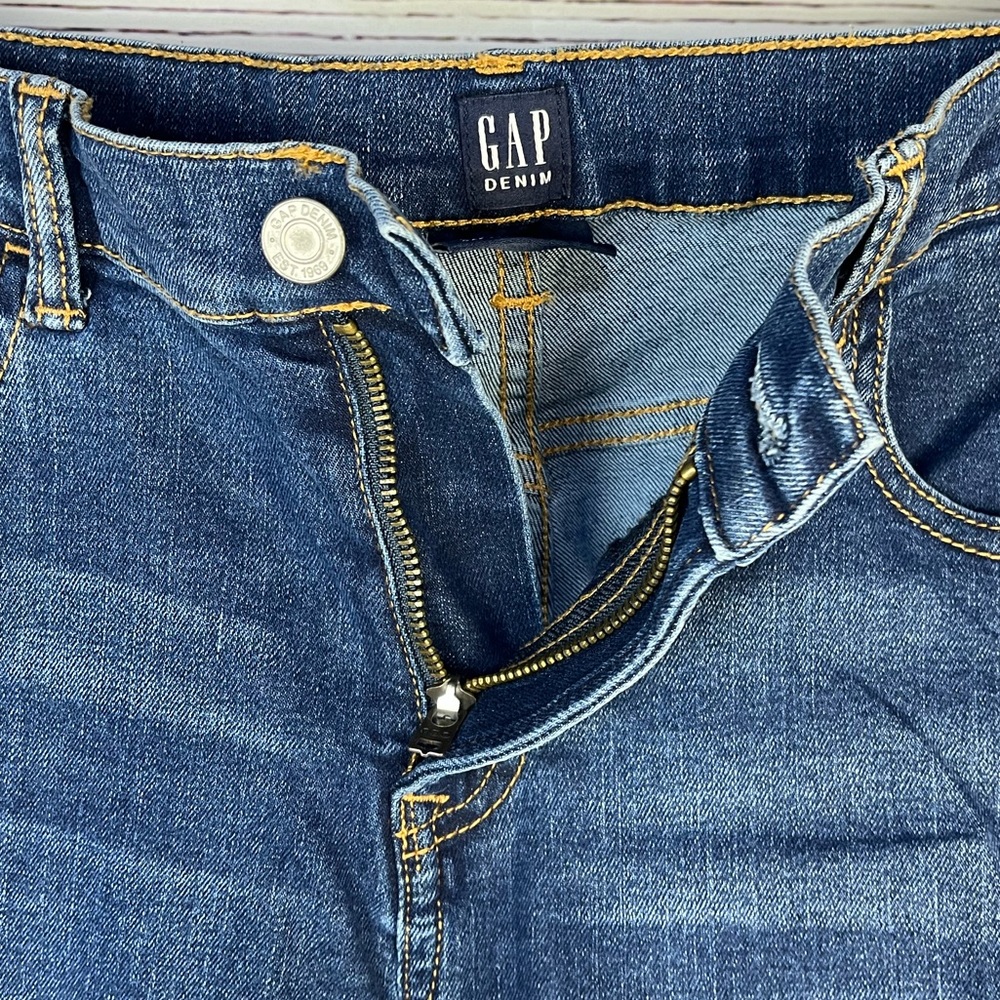 GAP Stretch Straight Distressed Denim Blue Jeans Size 16 Husky Boys EUC - Picture 10 of 15